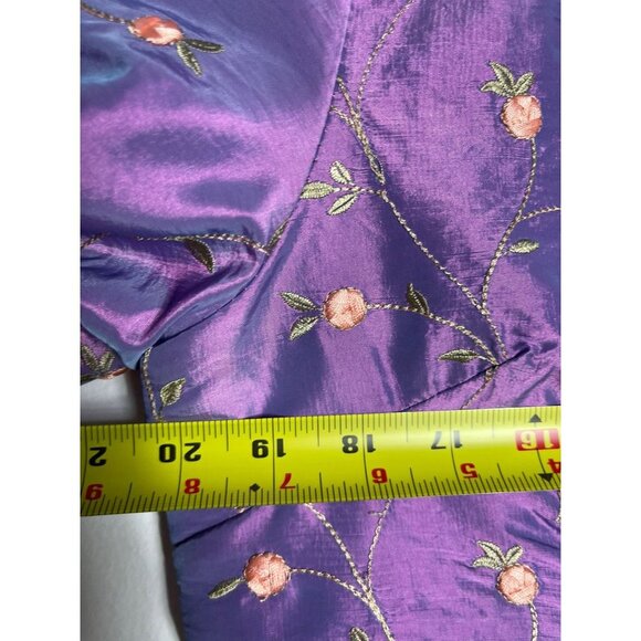 Wei Na Si Embroidery Embellished Frog Closures Iridescent Silk Jacket Purple 3XL - Picture 4 of 11